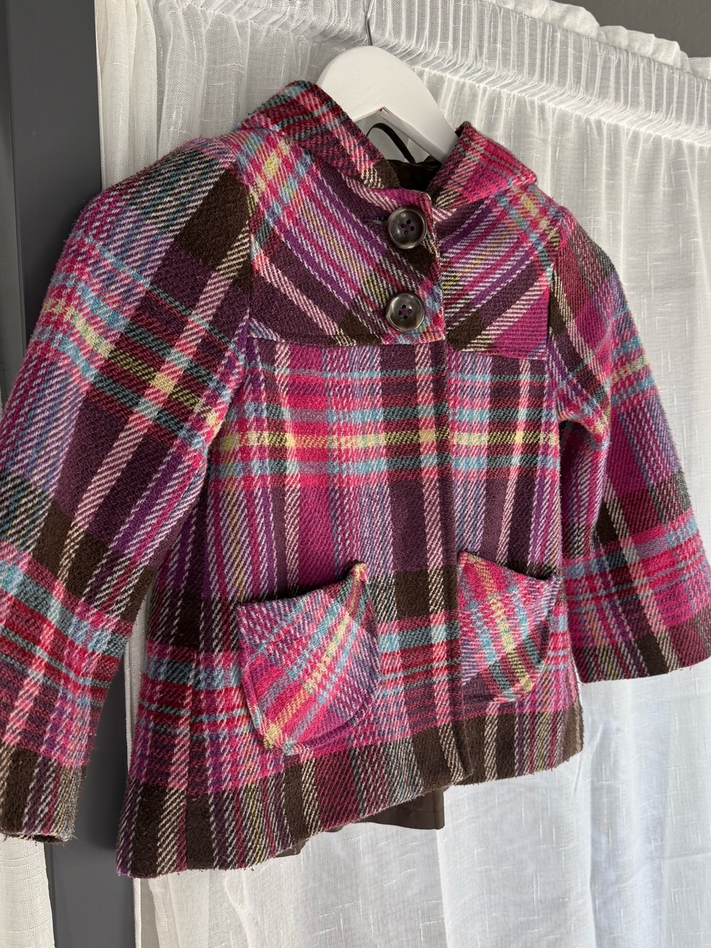 Colorful Plaid Peacoat girls size 6